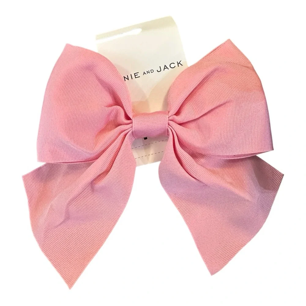NWT Janie & Jack Hair Accessory Set Pink Bow Navy/White Gingham Headband